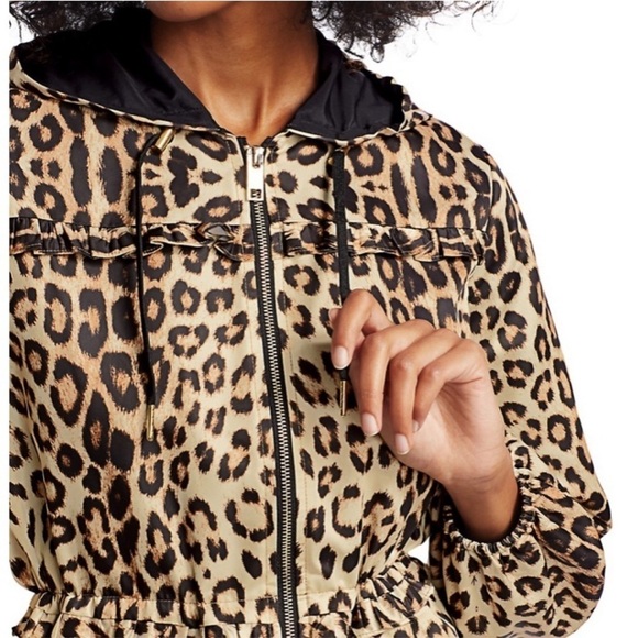 Generation Love Barron Leopard Windbreaker Jacket Animal Print Ruffle - Picture 4 of 16